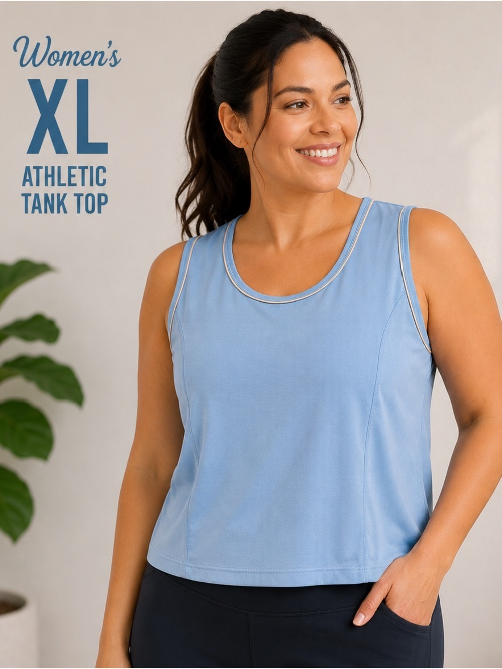 Balance Athletica Pale Blue Scoop Neck Athletic Tank XL